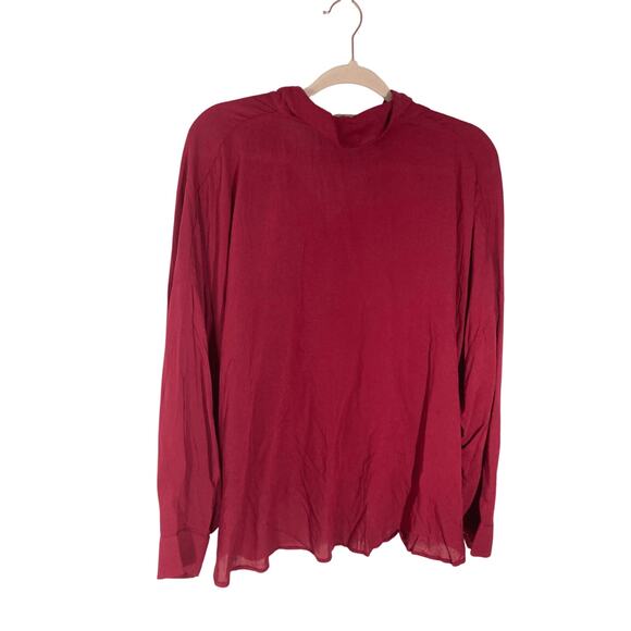 NWT Entro Boho  Equestrian Women's Front Tie Button Lagenlook Red Burgundy Top - Picture 4 of 4